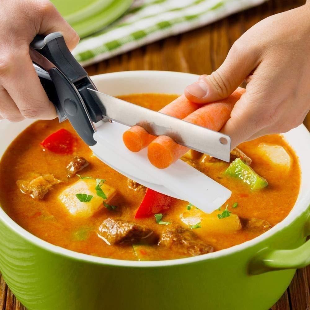 2-in-1 Cleaver Cutter Kitchen Knife Vegetable Fruit Chopper - Bluenotes Store