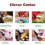 Clever Cutter tool used for various food vegetable items with labeled categories-bluenotes.store