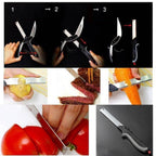 Multifunctional knife being used for various tasks including cutting vegetables and meat-bluenotes.store