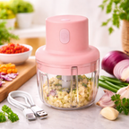 USB Rechargeable Mini Vegetable Chopper 250ml Side View - Bluenotes Store