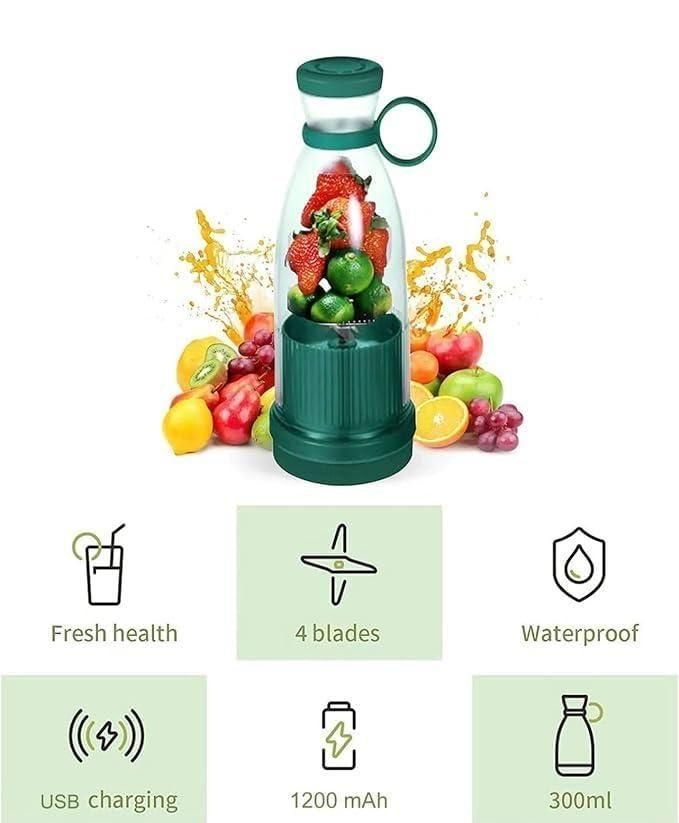 USB-C Charging Port Mini Portable Blender 380ml Close Up and feacher - Bluenotes Store