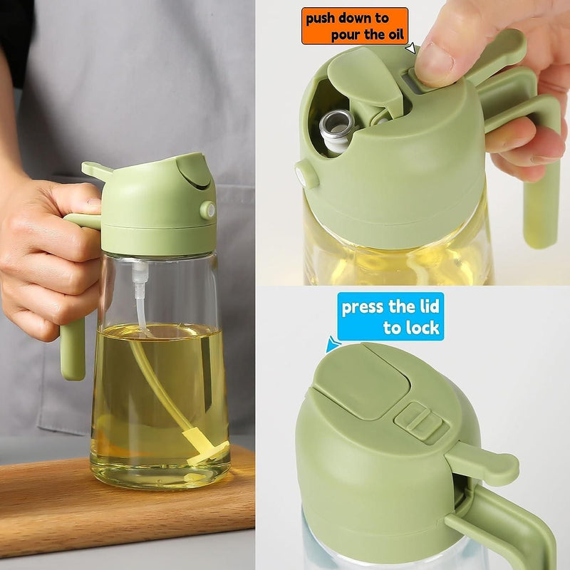 2-in-1 Oil Spray Nozzle Pour Spout Dispenser Close Up - Bluenotes Store