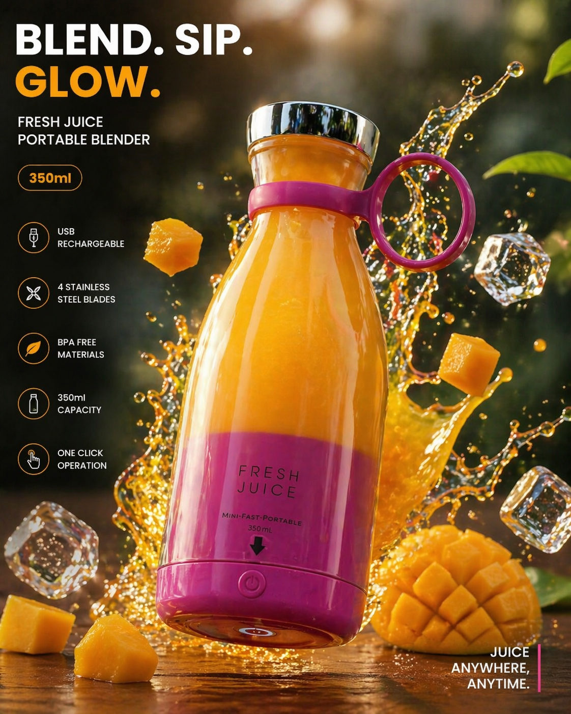 Mini Blender Making Fruit Smoothie Portable USB Juicer - Bluenotes Store